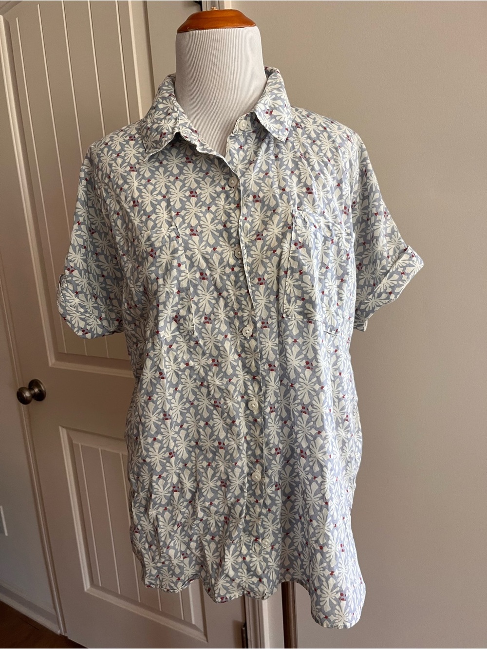 Orvis Pale Blue Floral Short-Sleeve Button-Down Shirt